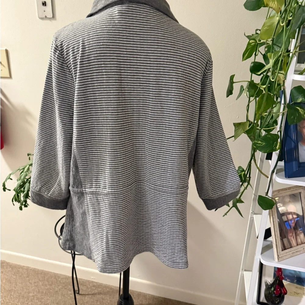 Chico's Gray Striped Bomber Jacket - Picture 3 of 8